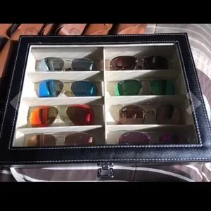 Sunglasses shades leather display case Juvale Glasses Case Organizer - 8-Slot, 12.6 x 9.8 x 2.5 in  main image 4